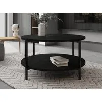 Beautysofa Couchtisch JULE (Moderner runder Wohnzimmertisch, in Schwarz mit Ablage), Ø 65 cm