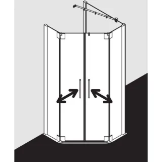 Kermi Pasa XP Fünfeck-Duschkabine Pendeltür PXF47090181AK 90x90x185cm, silber mattglanz, ESG klar