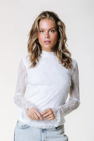 colourful rebel - Nena Lace High Neck Top Off white - Gr. - XS
