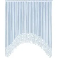 Wirth Gardine Elena (1 St), Faltenband, halbtransparent, Sablé, veredelt mit echter Plauener Spitze Stickerei, Bogen