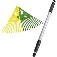 Maximex Rechen Laubrechen 3in1, 56 cm Arbeitsbreite, mit 160 cm langem Stiel, mit Teleskopstiel, extra breite Aufnahmefläche, beidhändig nutzbar