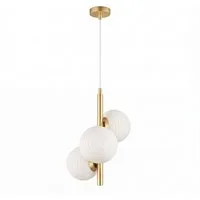 Licht-Erlebnisse Pendelleuchte EINKON, ohne Leuchtmittel, Glas Metall Gold Weiß B:32,5 cm 3-flammig H: max. 150 cm E27 Esstisch