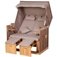 Outsunny Strandkorb Volllieger, BxTxH: 118x190x150 cm, Halblieger, (Volllieger, 10-tlg., Gartenliege), 2-Sitzer, inkl. Klapptisch