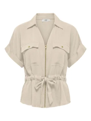 JDY - Bluse mit Reißverschluss - Jdymille grau - Gr. - M