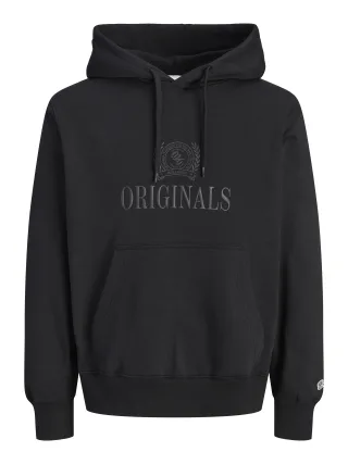 JACK&JONES - JORFREDERIKSBERG MONOGRAM SWEAT HOOD SN Black - Gr. - M
