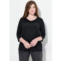 Ulla Popken T-Shirt Shirt Spring Statement Zierfalten V-Ausschnitt