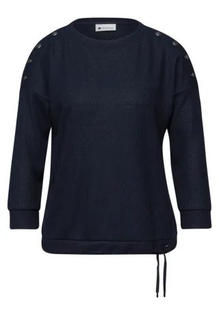 Street One - Shirt mit Knopfdetail blau - Gr. - 34
