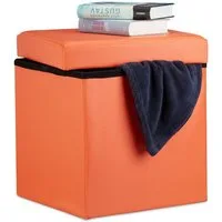relaxdays Sitzhocker Faltbarer Sitzhocker Kunstleder, orange