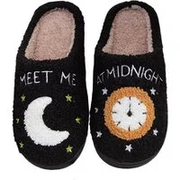 Corimori mit netten Motiven, Gr. 34-44, Antirutsch & bequem Plüsch Hausschuhe (Packung, Geschenk) Mond und Uhr Pantoffeln für Kinder und Erwachsene, EU Größe 36-37