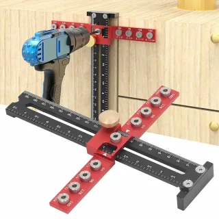 Professional Handle Punch Locator with Adjustable Distance Precise Scale for Door Handle Hole Drilling and Easy Installa