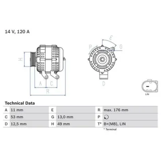 Bosch Lichtmaschine 120A Ford 0986082220