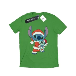 Disney Damen/Damen Lilo und Stitch Stitch Weihnachten Baumwolle Boyfriend T-Shirt (Irisch Grün)