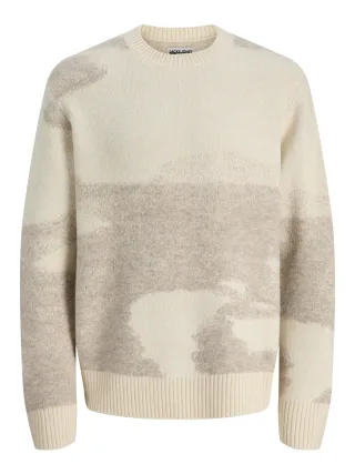 JACK&JONES - JCOFLARE KNIT AOP CREW NECK - Gr. - XL