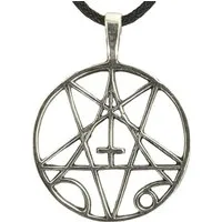 Kiss of Leather Kettenanhänger Si.56 Pentagramm umgedrehtes Kreuz Satan Pentagram, 925 Silber (Sterlingsilber)