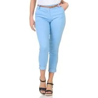 simaranda Chinohose Damen Hose Gürtel 1028 2XL Hellblau