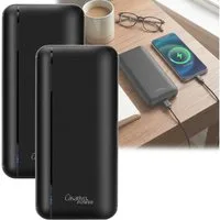 Casativo Kompakte Powerbank 20.000 mAh 3 USB-Ports, Quick Charge 3.0 Smartphone-Ladegerät (2-tlg., gleichzeitige Ladungen von 3 Geräten, 3 A / 15 Watt, 2 USB-A-Ladeports)