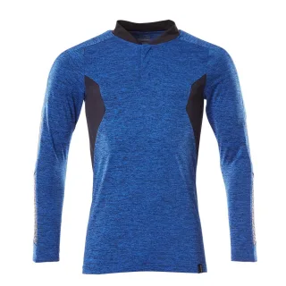 MASCOT Herren Polo-Shirt, Langarm ACCELERATE Azurblau meliert / Schwarzblau 3XL - 18081-810-91010-3XL