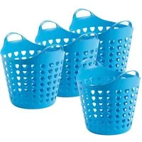 Kreher Wäschekorb Flexi Korb 35 Liter mit Loch (Farbe/Set wählbar) (4 St)