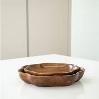 Zoha Schale Bloom Schüssel, Naturbelassenes Akazienholz, Handgefertigte Qualität, (2-tlg), Naturbelassenes Akazienholz, Handgefertigte Qualität