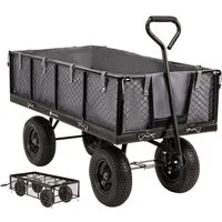 miweba Bollerwagen kompakter Handwagen Gartenwagen MB-700 (bis 700 Kg/220 Liter - Klappbare Wände - Kippfunktion - Anhängerfunktion, Plane herausnehmbar), Gerätewagen - Faltwagen - Transportkarre - Handkarren