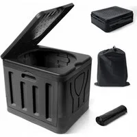 Huracan Campingtoilette Faltbare, Tragbare Mobile Toilette bis 100 kg Belastbarkeit, (Kompakte Reise-WC mit Aufbewahrungstasche, und Müllbeuteln), geeignet für Camping, Outdoor, Angeln, Strand, Auto und Notfälle