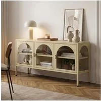 en.casa Standvitrine »Klippestad« mit 3 Türen Stahl 118 x 35 x 55 cm Kamelfarben