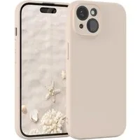 EAZY CASE Handyhülle für Apple iPhone 15 Hülle Silikon 6,1 Zoll, Bumper Case Matt Slimcover Silikonschutzhülle elastisch Taupe / Beige