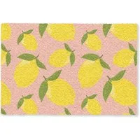 MuchoWow Fußmatte Zitronen - Gelb - Rosa - Muster - Obst, Rechteckig, innen Schmutzfangmatte, Tür, Schmutzfänger Flur, Teppich 60x40 cm