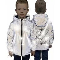 HECKBO Regen- und Matschjacke 360° Reflektor Kinder Regenjacke Windjacke Jacke Dinosaurier 3-6 Jahre