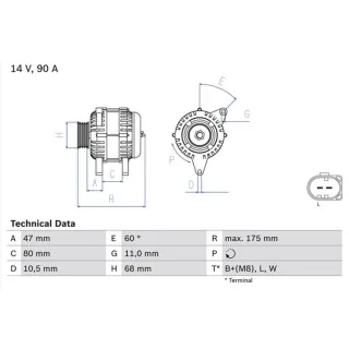 Bosch Lichtmaschine 90A Renault Mascott