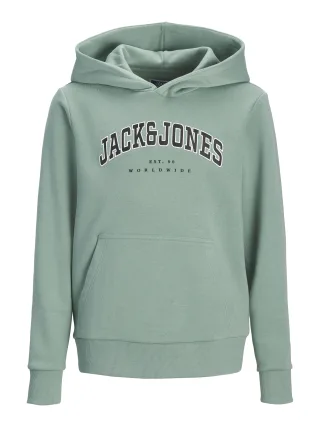 JACK&JONES - JJECALEB VARSITY SWEAT HOOD NOOS JNR Mineral Blue - Gr. - 140