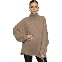Worldclassca Longpullover WORLDCLASSCA Damen Oversize Strickpulllover Lang Pulli mit Steh Kragen Neue Kollektion - Stilvolle und gemütliche Strickmode für Damen