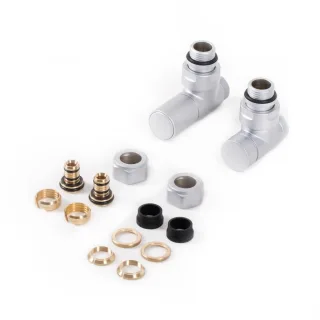 Terma Set Regel-Eckventil CYLINDER GZ 1/2" - Ø16x2, Ø15 , WRZRCK1-ST, Silber WRZRCK1-ST