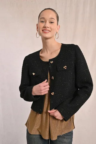 molly bracken - Tweed-Jacke schwarz - Gr. - M
