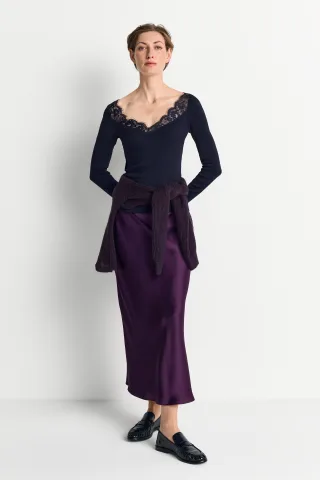 Rich & Royal - Lace Longsleeve midnight blue - Gr. - S