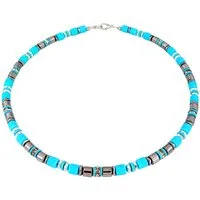 traumschmuck Collier 605a Halskette Collier Walzen türkis Edelstahl silber Strass (incl. Schmuckbox), handgefertigt, Made in Germany