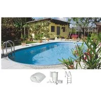Clear Pool Ovalpool (Set, 4-tlg), 490x300x120 cm inkl. Tiefbeckenleiter aus Edelstahl