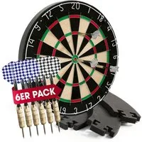 #DoYourDart Dartscheibe #DoYourDart Dartscheibe, 6 Dartpfeile – Steeldart inkl. Flight, Dart Komplett-Set, Sisal Dartscheibe mit Dart-Surround