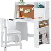 GarveeMore Kinderschreibtisch Kinder Tisch und Stuhl Set, Bücherregal, Aufbewahrungsschränke