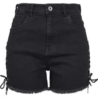 URBAN CLASSICS Stoffhose Urban Classics Damen Ladies Highwaist Denim Lace Up Shorts (1-tlg)