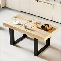 GRAVFORCE Esstisch Küchentisch, Wohnzimmertisch mit ausziehbarer Tischplatte 120–160 cm (1-St), Naturholz-Tisch für 2-6 Personen – Ideal für Esszimmer & Wohnzimmer