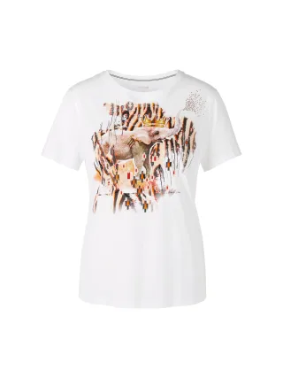 Marc Cain Collections - T-Shirt mit Elefantenmotiv white - Gr. - 42