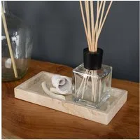 wohnfreuden Dekoschüssel Marmor Tablett 24 cm creme rechteckig, 30849
