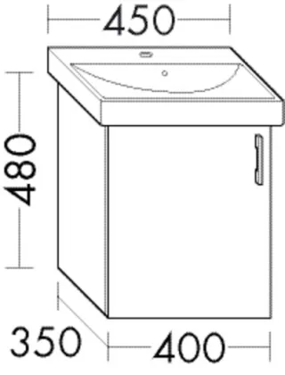 Burgbad Waschtischunterschrank Sys30 PG3 Diago 480x410x350 Weiß Hochglanz, WVPW040RF1507 WVPW040RF1507