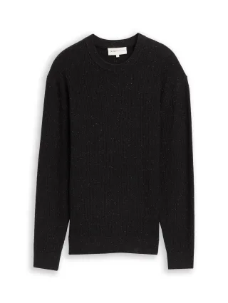Denim Tom Tailor - Strickpullover mit Rundhalsausschnitt black multicolor nep - Gr. - S