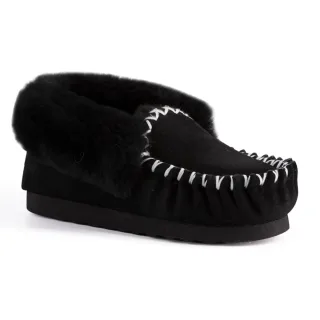 Aus Wooli "Waterloo" Australien Hand Stitched Womens Schaffell Mokassin, schwarz