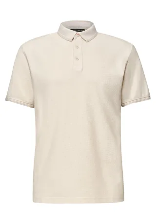 Street One - Kurzarm Poloshirt mit Struktur beige - Gr. - M