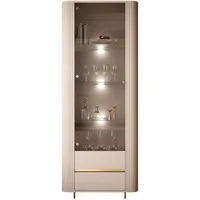 Lookway Glasvitrine MIRAGE GOLD mit LED-Beleuchtung und geriffelten Seiten