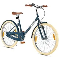 Vankel Kinderfahrrad 24 Zoll, Rücktrittbremse, tiefer Einstieg, Blau, 1 Gang, Ab 8 Jahren, 130-155 cm, Schutzbleche, Reflektoren