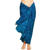 PANASIAM Sarong Pareo Tuch blickdicht Blautöne aus Viskose - Strandtuch & Wickelkleid, Viskose, Wickelrock - Bikini Cover-up - großes Schultertuch für Damen & Herren
